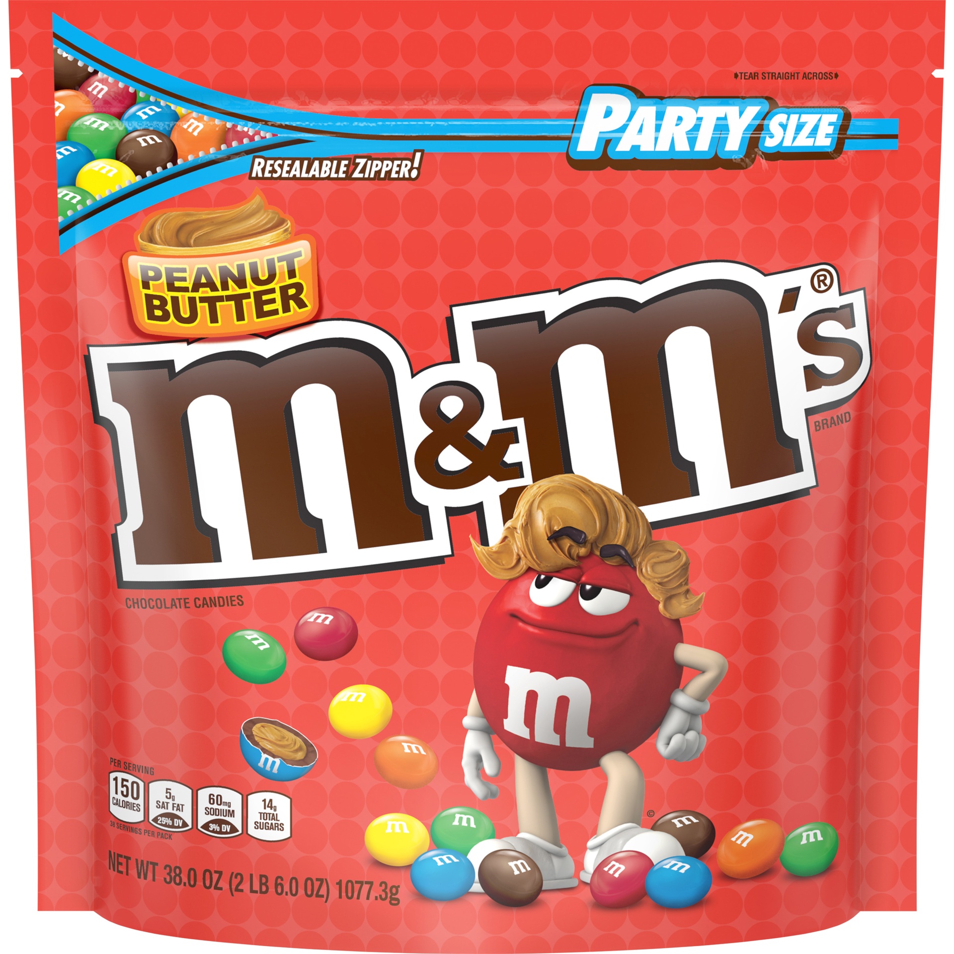 slide 1 of 7, M&M's Peanut Butter Chocolate Candy, 38 oz