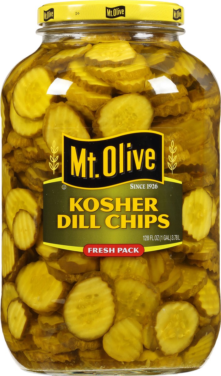 slide 4 of 8, Mt. Olive Kosher Dill Chips 128 fl. oz. Jar, 128 fl oz