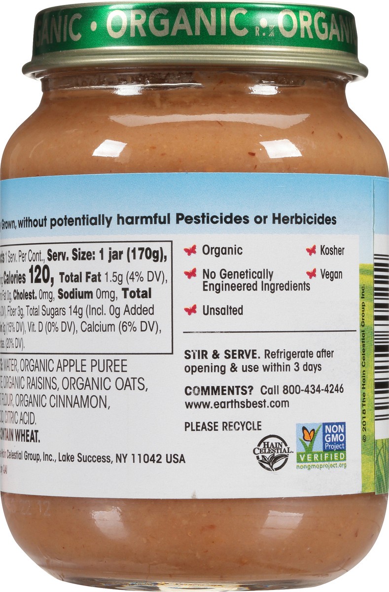 slide 3 of 7, Earth's Best Stage 3 Apple Cinnamon Oatmeal Organic Baby Food 6 oz. Jar, 6 oz