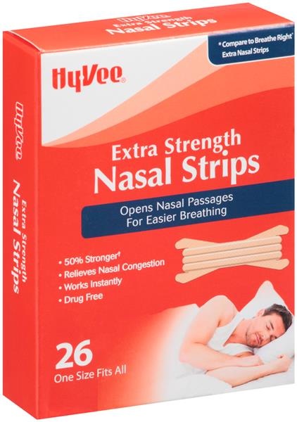 slide 1 of 1, Hy-Vee Extra Strength Nasal Strips, 26 ct