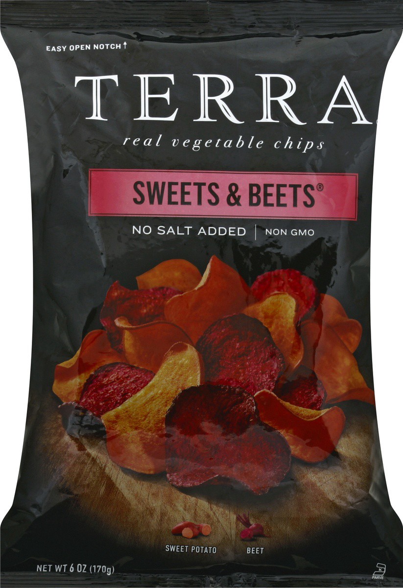 slide 5 of 5, Terra Sweets & Beets No Salt Added Real Vegetable Chips 6 oz. Bag, 5 oz
