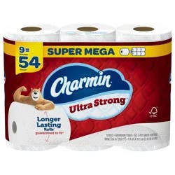 Charmin Ultra Strong Toilet Paper 9 Super Mega Rolls, 363 Sheets Per Roll