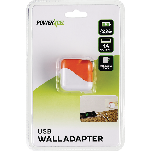 slide 1 of 1, PowerXcel Usb Wall Charger 1.0, Orange, 1 ct