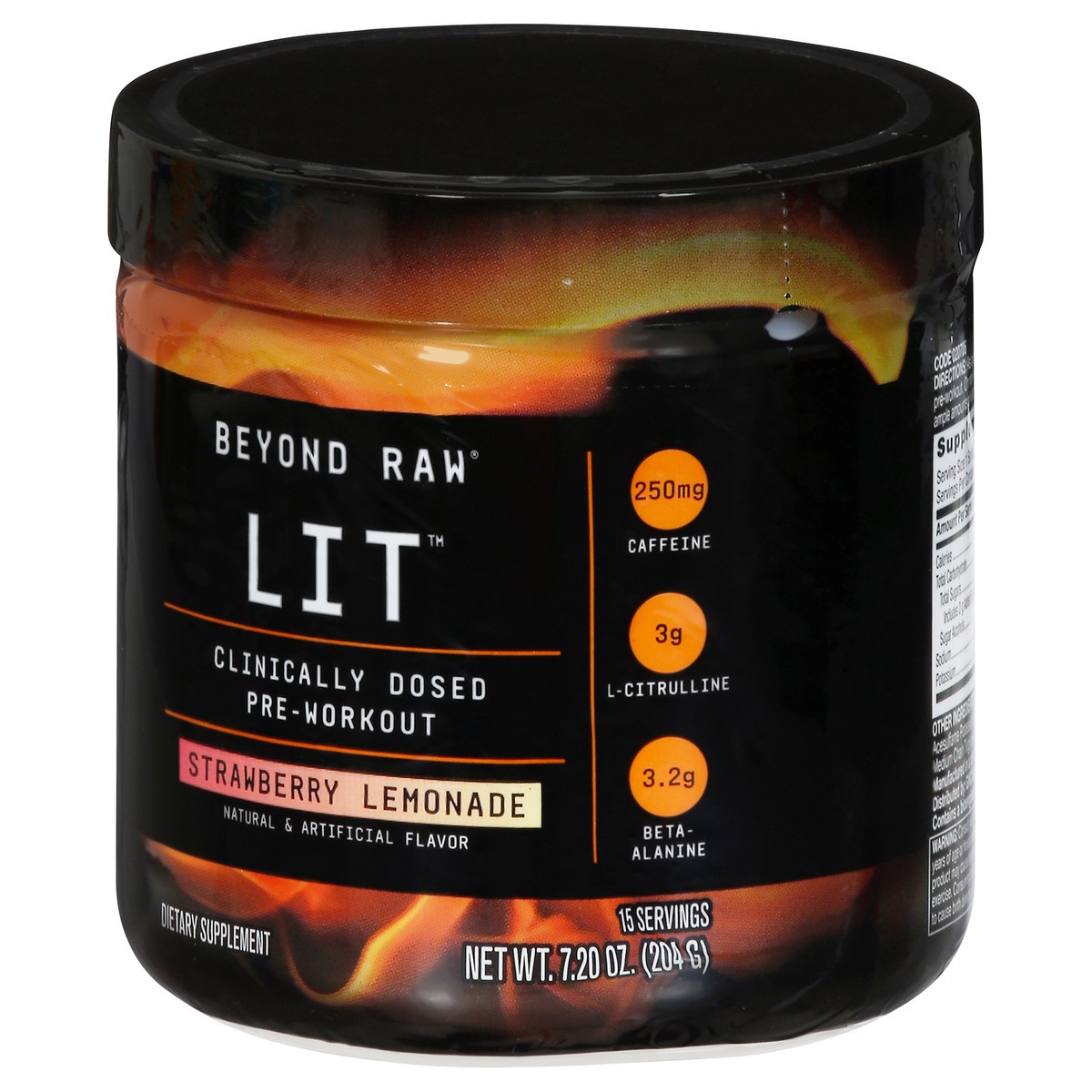 slide 3 of 9, Beyond Raw Lit Strawberry Lemonade Clinically Dosed Pre-Workout 7.20 oz, 7.2 oz