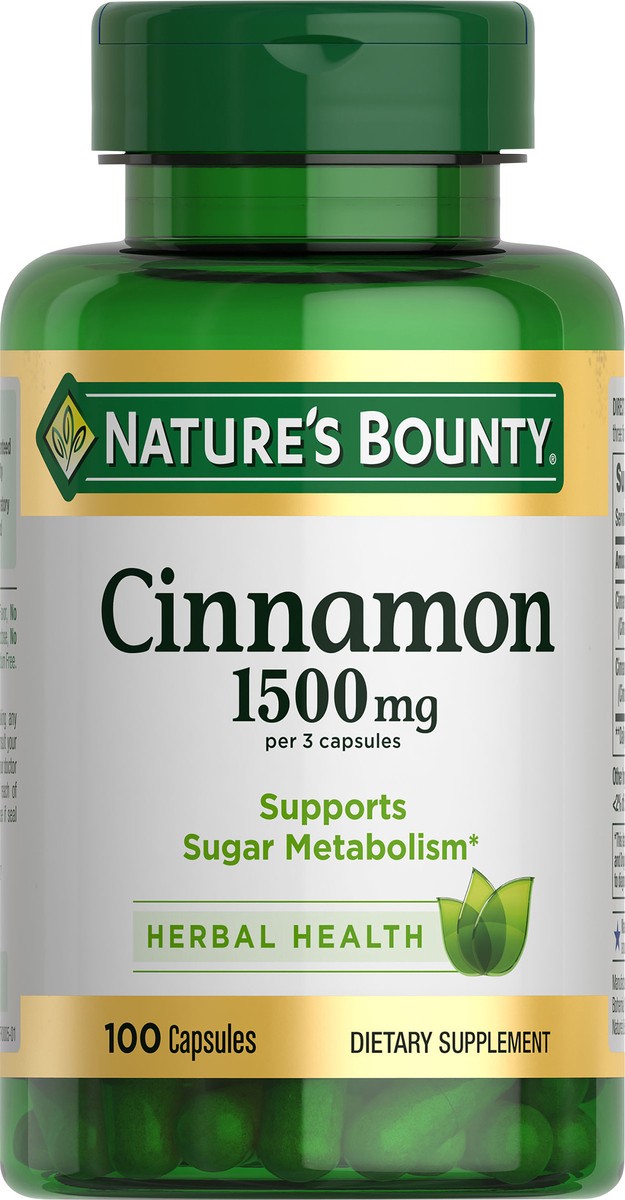 slide 9 of 11, Nature's Bounty Cinnamon 1500 mg Capsules, 100 ct