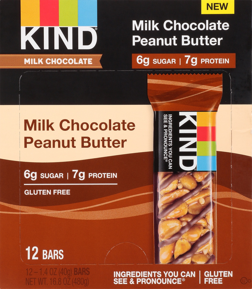 slide 9 of 10, KIND Milk Chocolate Peanut Butter Bars, 12 ct; 1.40 oz