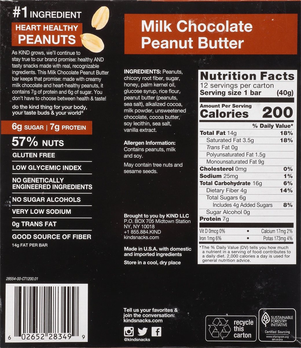slide 10 of 10, KIND Milk Chocolate Peanut Butter Bars, 12 ct; 1.40 oz