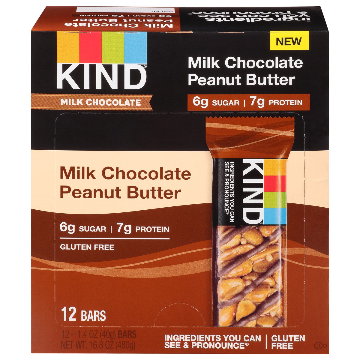 slide 1 of 10, KIND Milk Chocolate Peanut Butter Bars, 12 ct; 1.40 oz
