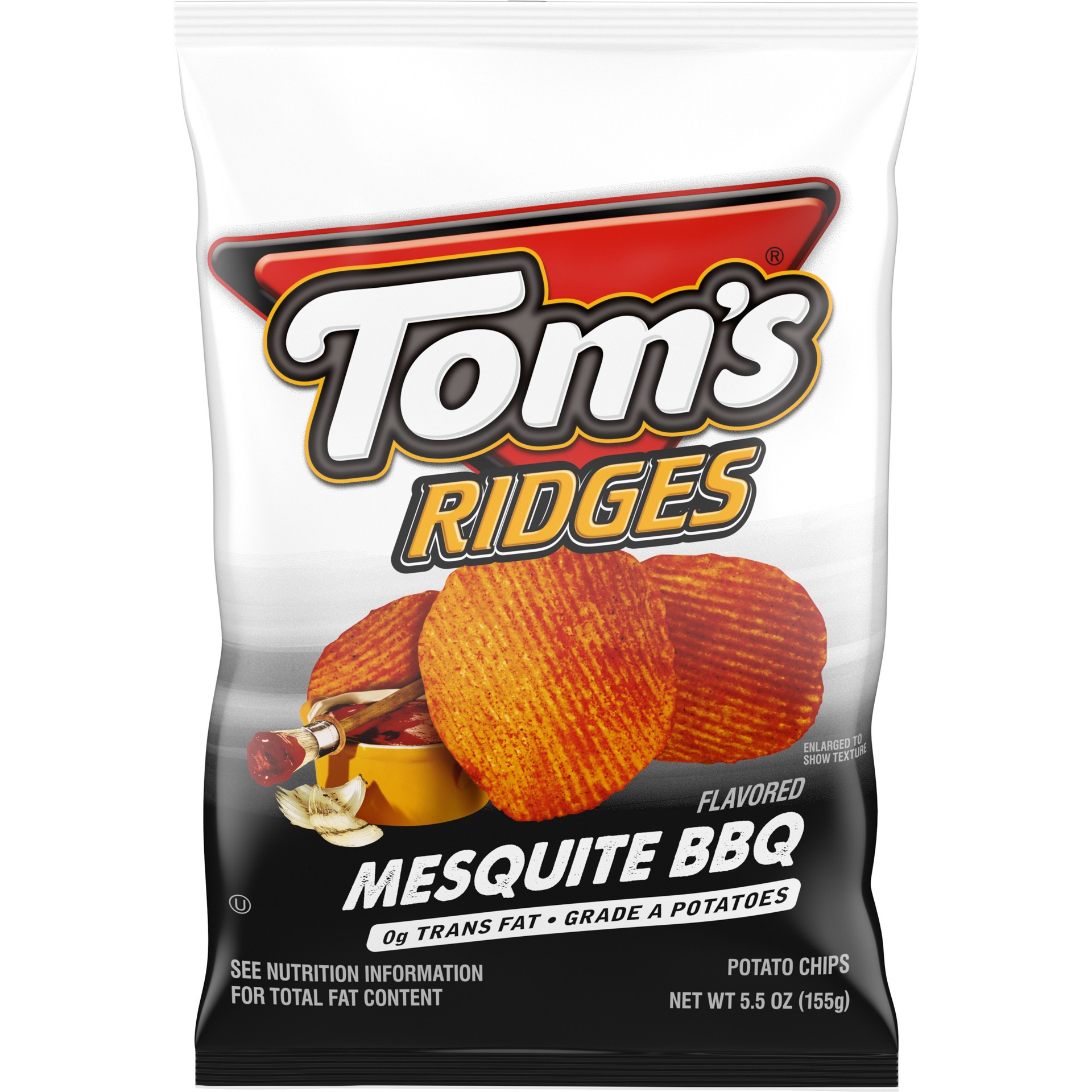 slide 1 of 5, Tom's Ridges Potato Chips, Mesquite BBQ, 5.5 Oz Bag, 5.5 oz