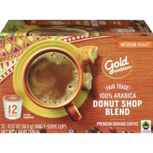 slide 1 of 1, CVS Gold Emblem Gold Emblem Fair Trade Donut Shop Blend Premium Ground Coffee Single-Serve Cups, 12 Ct, 4.44 oz