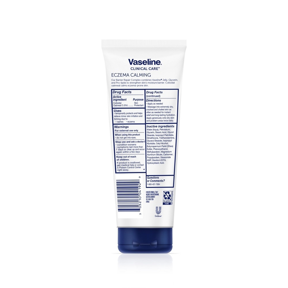 slide 2 of 2, Vaseline Clinical Care Eczema Calming Hand and Body Lotion Tube Unscented - 6.8oz, 6.8 oz