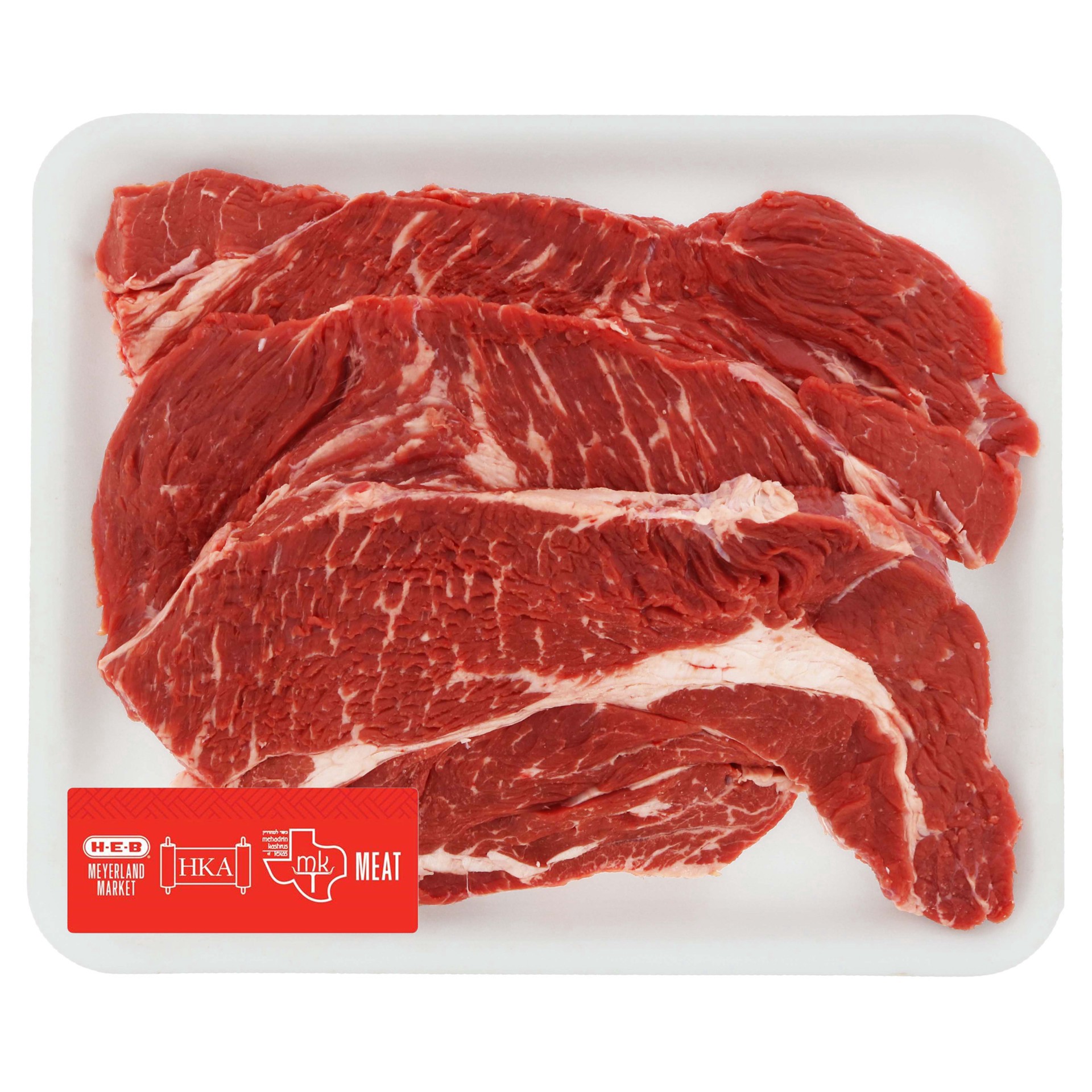 slide 1 of 1, H-E-B Kosher Beef Chuck Steak Boneless, Value Pack, per lb