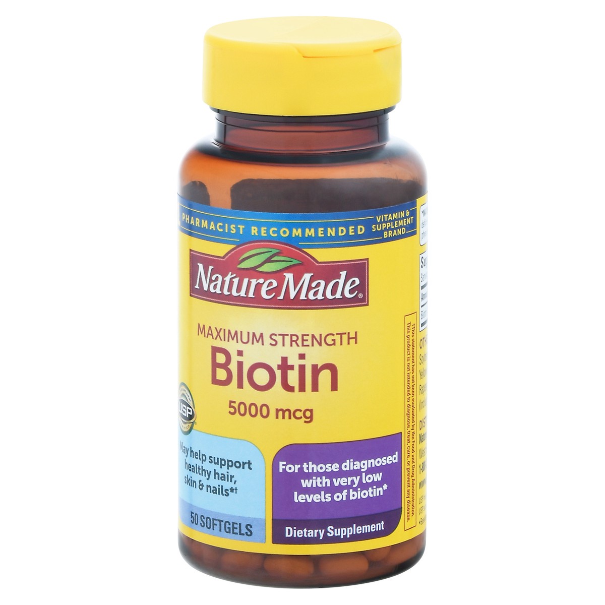 slide 4 of 14, Nature Made Maximum Strength Biotin 5000 mcg, Dietary Supplement may help support Healthy Hair, Skin & Nails, 50 Softgels, 50 ct