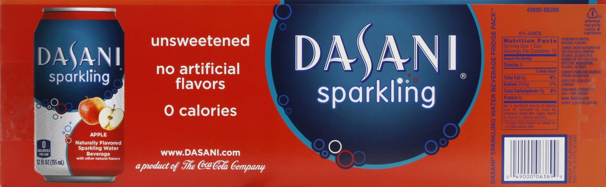 slide 6 of 6, Dasani Sparkling Water Beverage, Apple, 12 oz