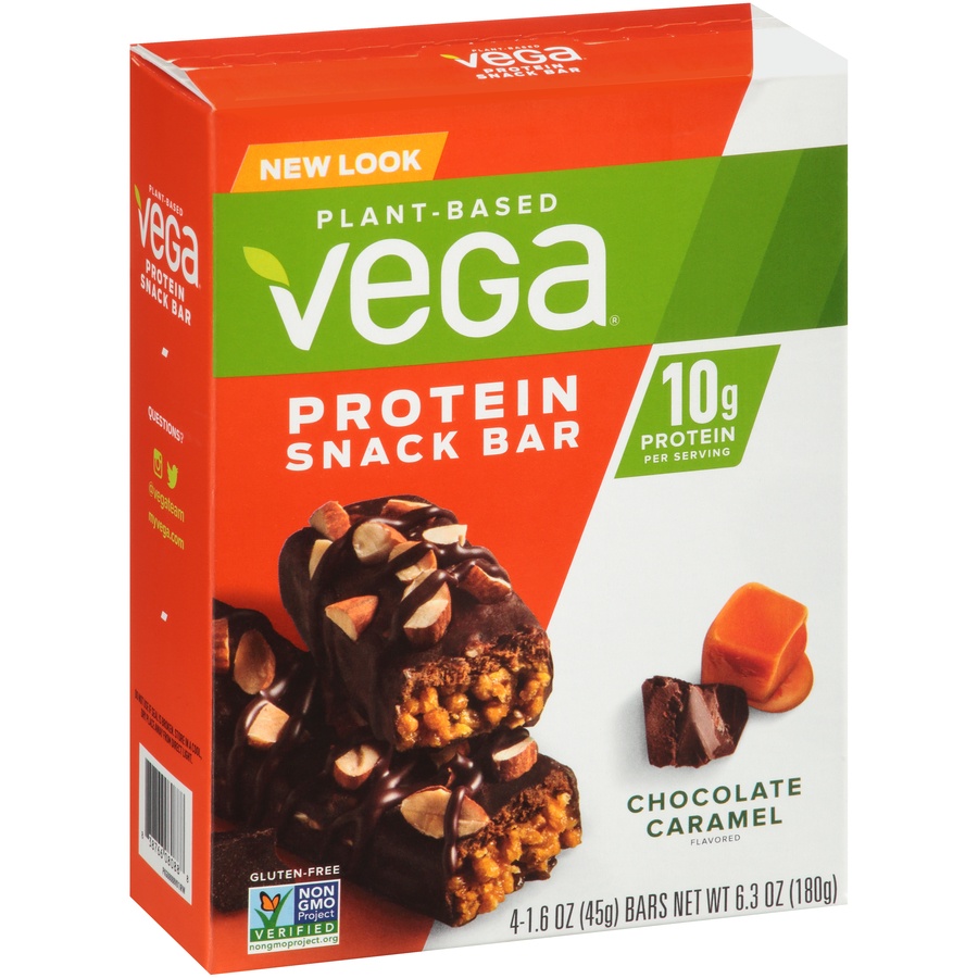 slide 2 of 8, Vega Plant Based Chocolate Caramel Protein Snack Bar, 4 ct; 1.6 oz