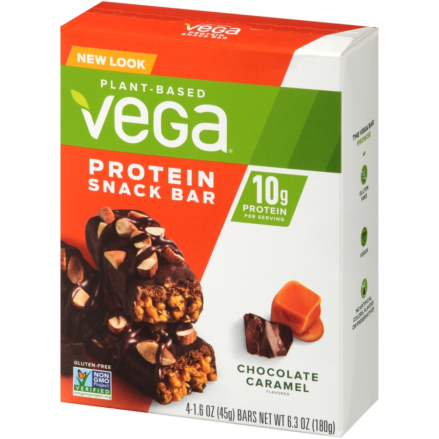 slide 3 of 8, Vega Plant Based Chocolate Caramel Protein Snack Bar, 4 ct; 1.6 oz