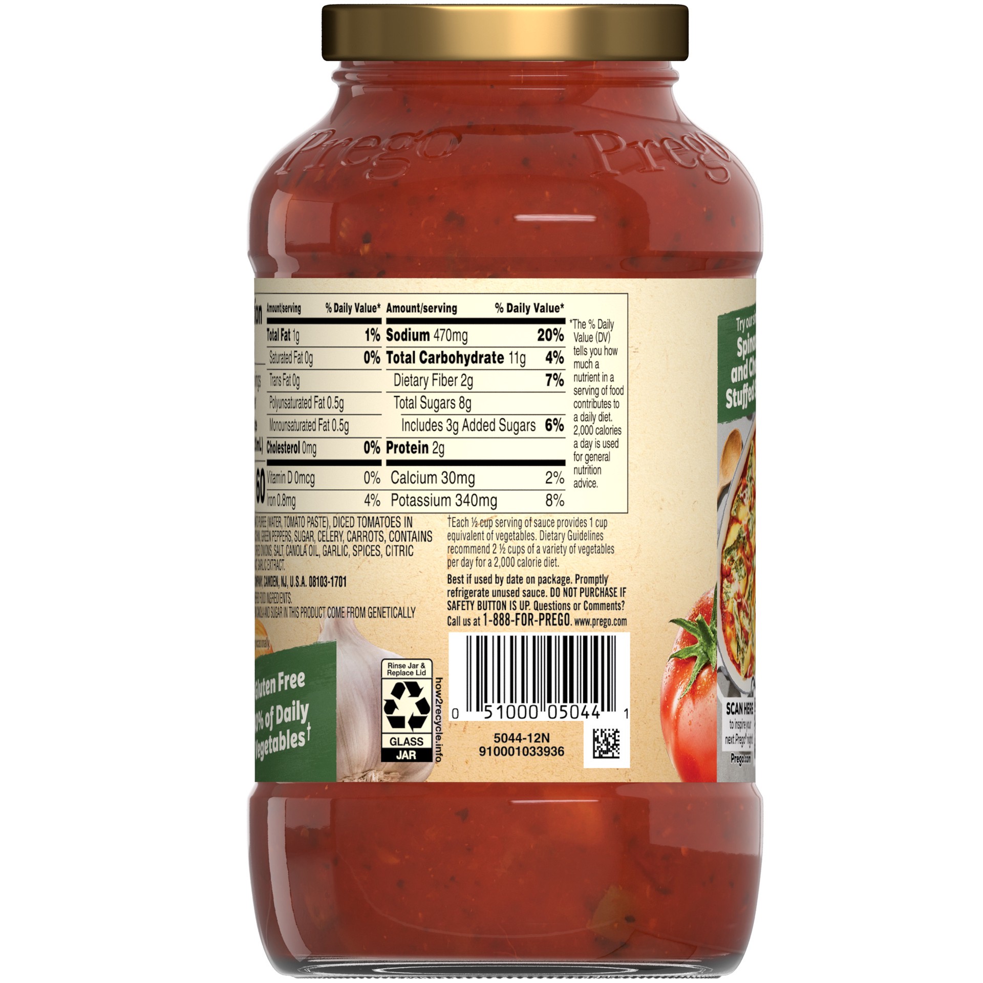slide 5 of 5, Prego Chunky Combo Garden Harvest Pasta Sauce, 23.75 oz