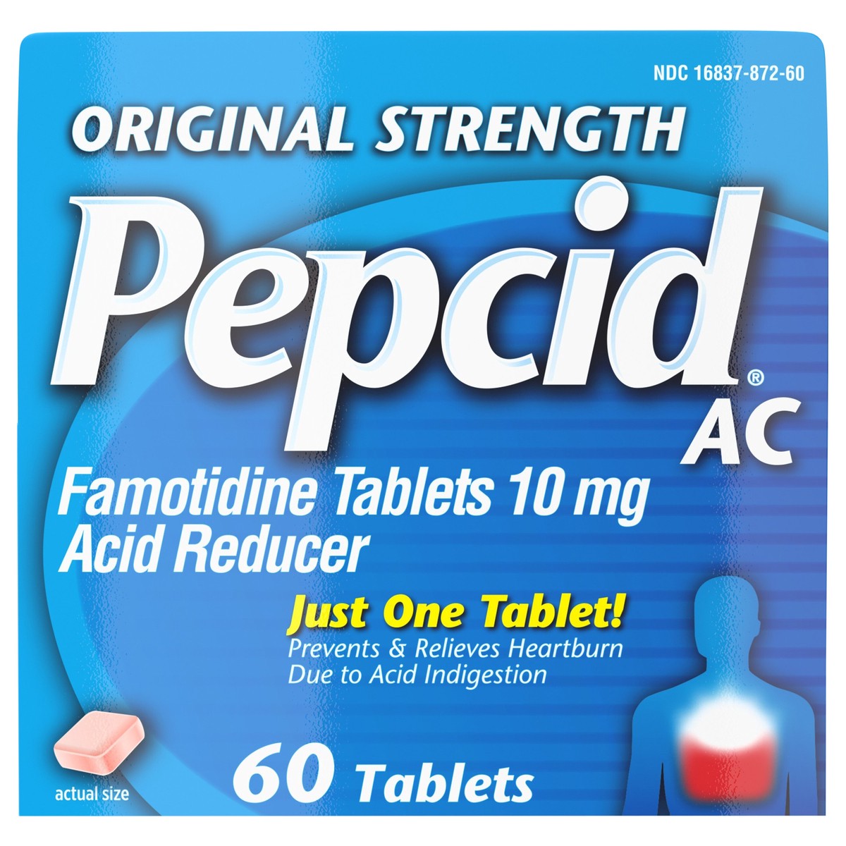 slide 1 of 8, Pepcid AC Famotidine Tablets, 60 ct