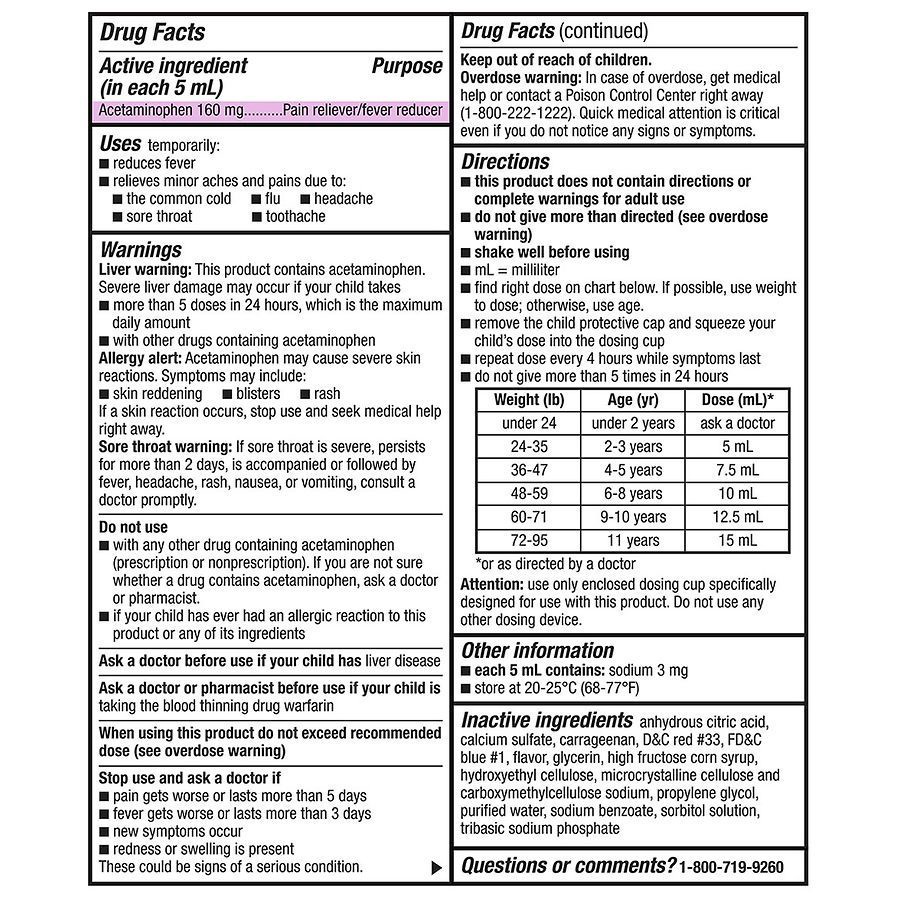 slide 4 of 5, Walgreens Children's Pain & Fever Relief Grape Flavor Liquid 160Mg, 4 fl oz
