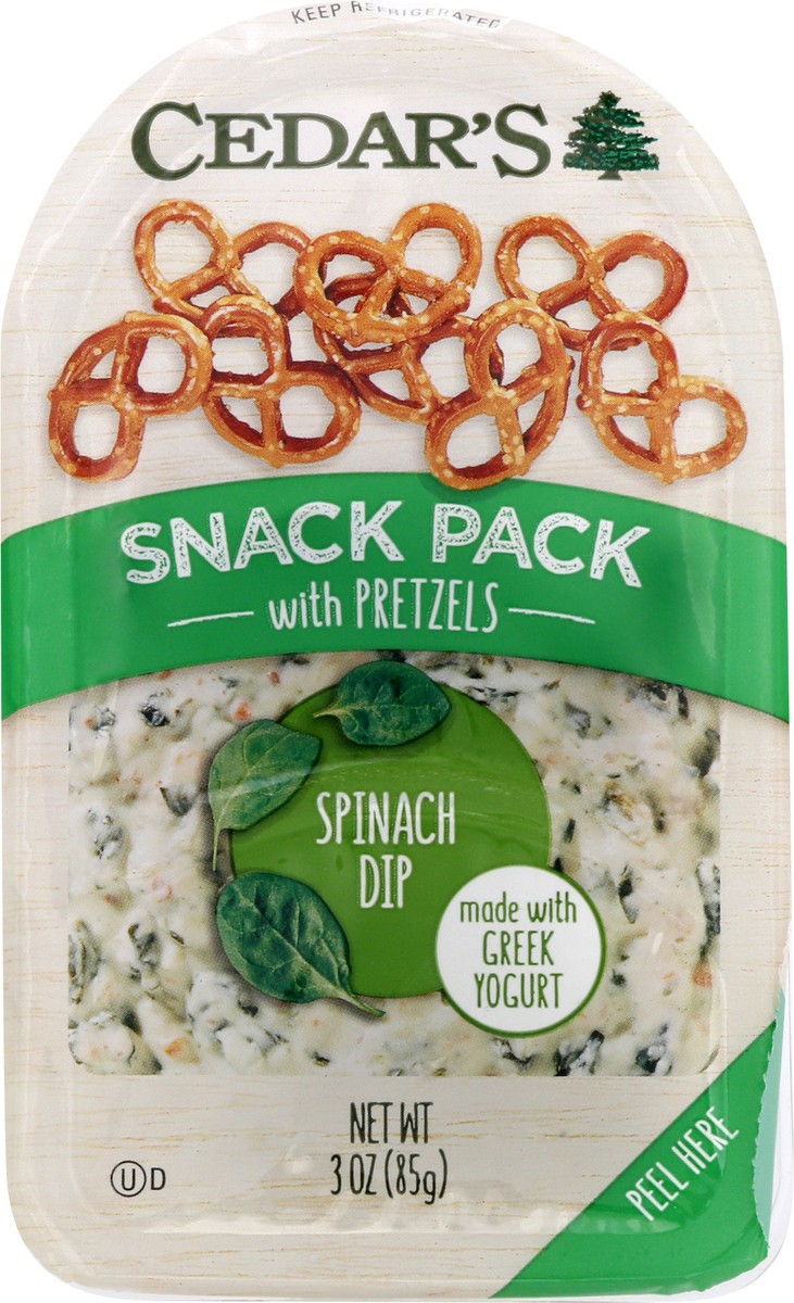 slide 9 of 10, Cedar's Foods Spinach Dip with Pretzels Snack Pack, 3 oz