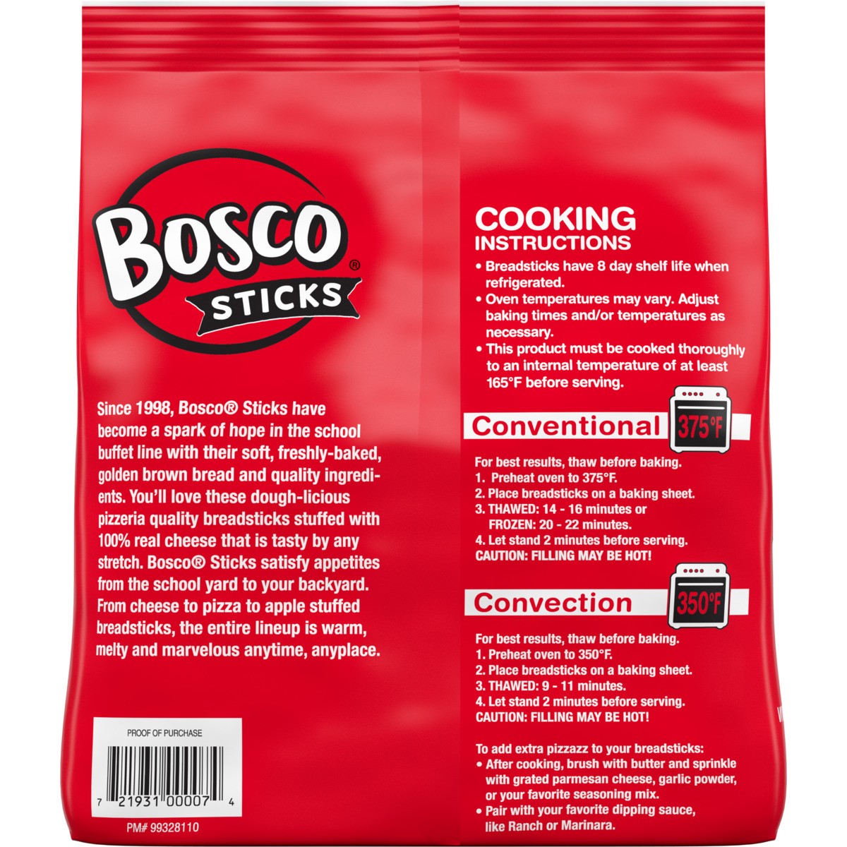 slide 6 of 8, BOSCOS PIZZA Bosco Pepperoni Pizza Stuffed Breadsticks, 14 oz (Frozen), 396.89 g