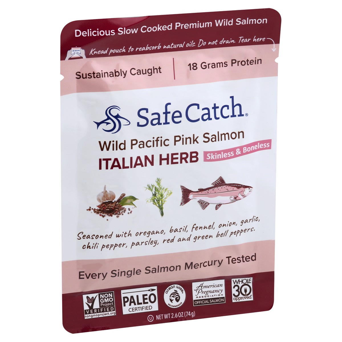 slide 2 of 13, Safe Catch Safecatch Salmon Italian Herb, 3 oz