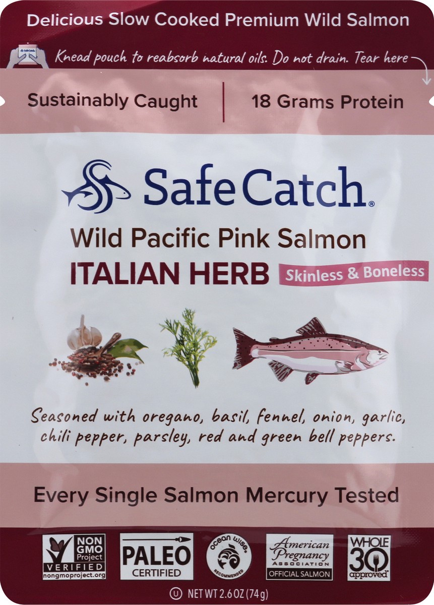 slide 5 of 13, Safe Catch Safecatch Salmon Italian Herb, 3 oz