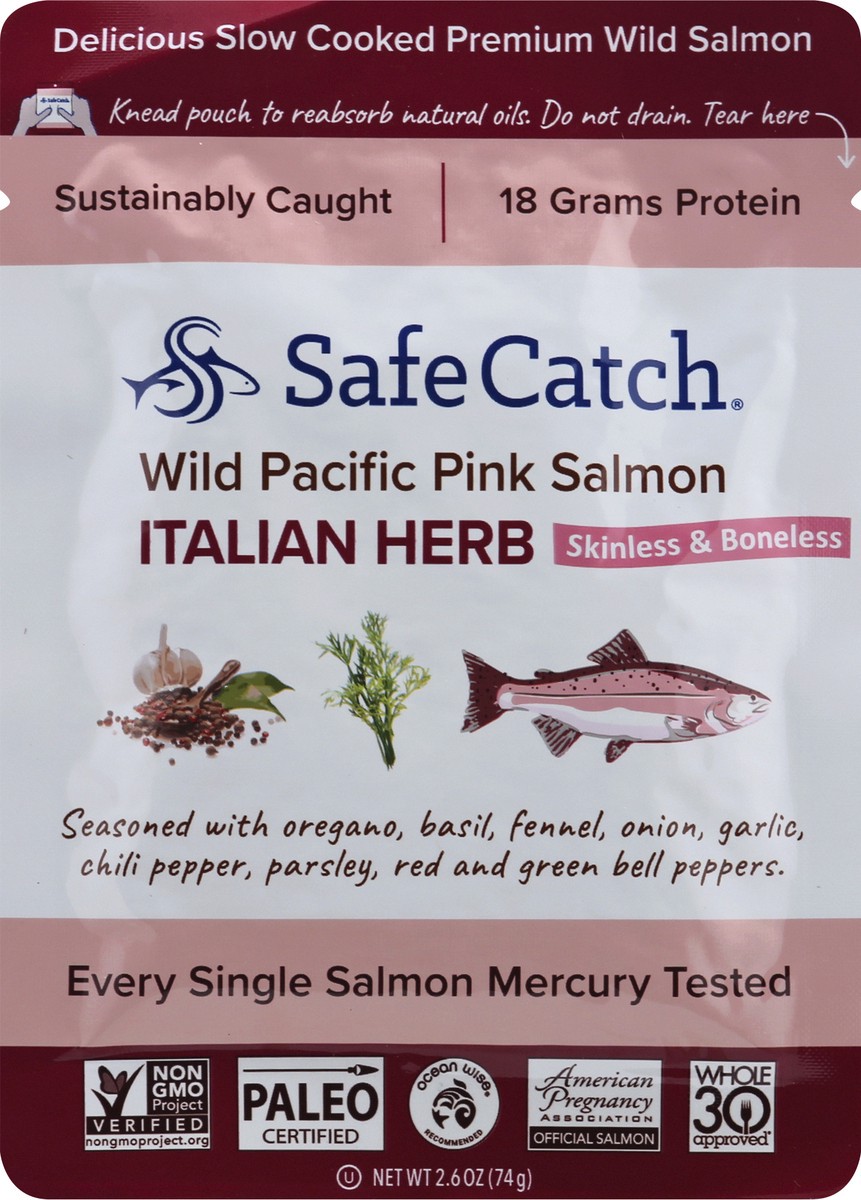 slide 1 of 13, Safe Catch Safecatch Salmon Italian Herb, 3 oz