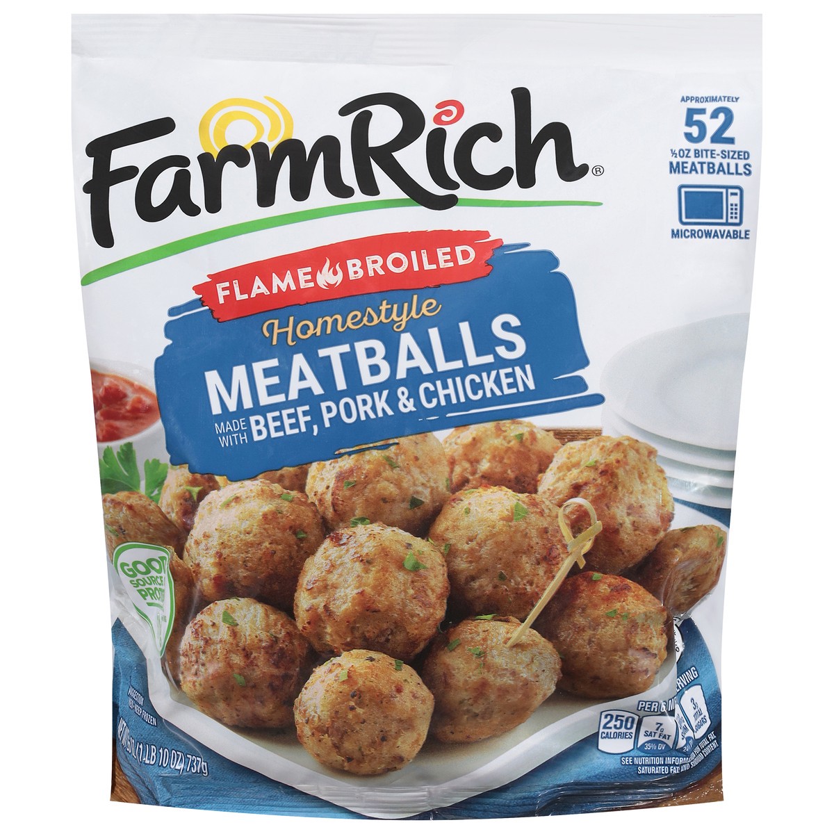 slide 1 of 7, Farm Rich Flame Broiled Homestyle Meatballs 26 oz, 26 oz