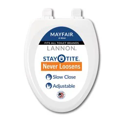Mayfair by Bemis Lannon Wood White Elongated Soft Close Toilet Seat