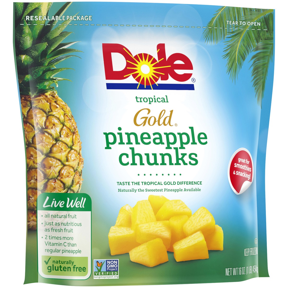 slide 2 of 9, Dole Frozen DOLE TROPICAL GOLD Pineapple, 16 Ounce Bag, 16 oz