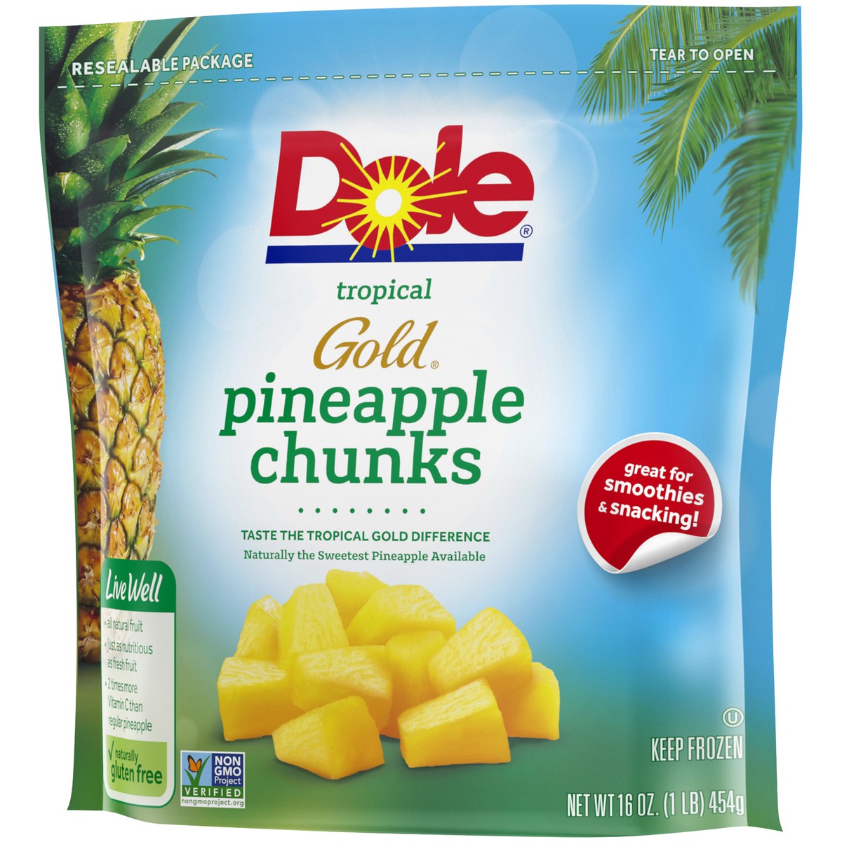 slide 3 of 9, Dole Frozen DOLE TROPICAL GOLD Pineapple, 16 Ounce Bag, 16 oz
