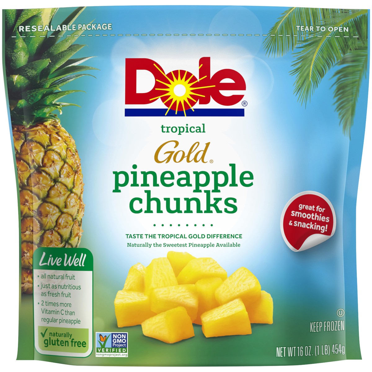 slide 1 of 9, Dole Frozen DOLE TROPICAL GOLD Pineapple, 16 Ounce Bag, 16 oz