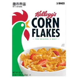 Kellogg''s Corn Flakes Breakfast Cereal, Kids Cereal, Family Breakfast, Original, 43oz Box (2 Bags)
