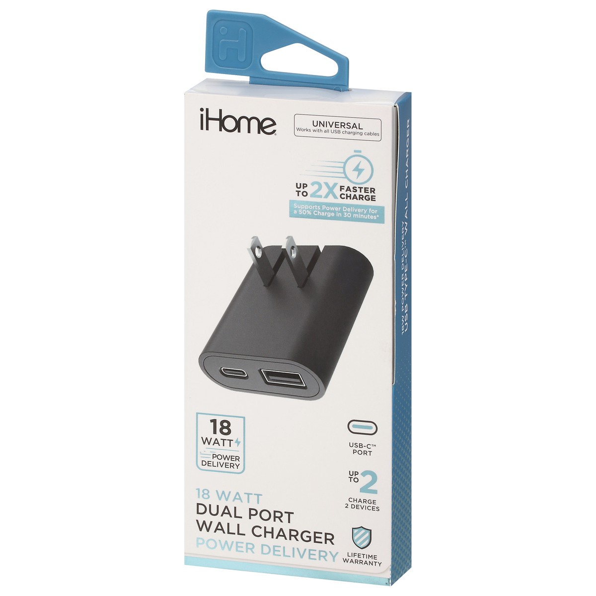 slide 5 of 9, iHome 18 Watts Dual Port Wall Charger 1 ea, 1 ct