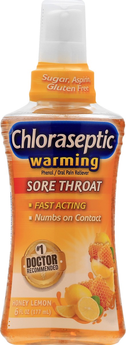 slide 6 of 9, Chloraseptic Sore Throat Spray, Warming Honey Lemon Flavor, 6 fl oz, 6 fl oz