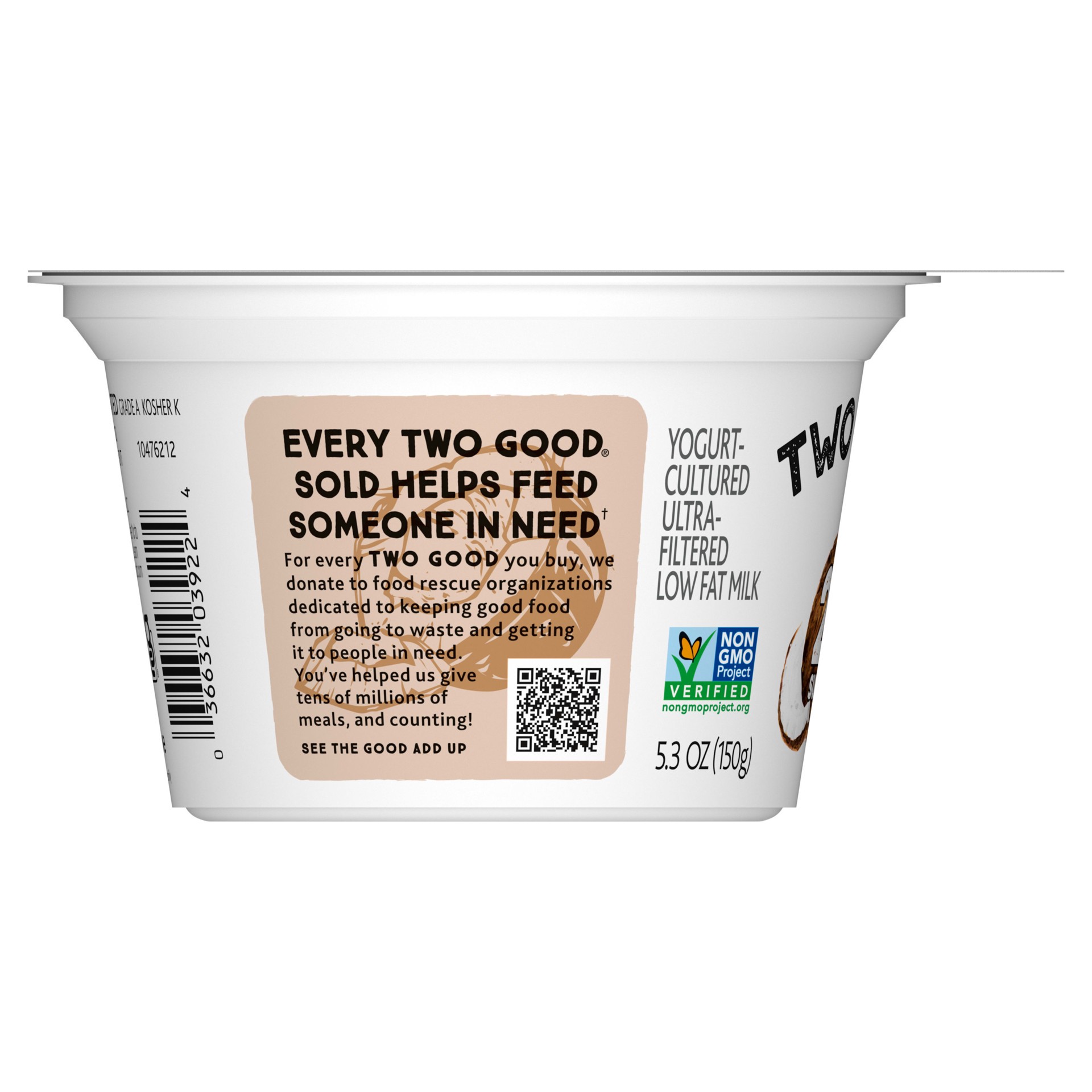 slide 4 of 4, Too Good & Co. Coconut Flavored Lower Sugar, Low Fat Greek Yogurt Cultured Product, Gluten Free, Keto Friendly Healthy Snacks, 5.3 OZ Cup, 5.3 oz