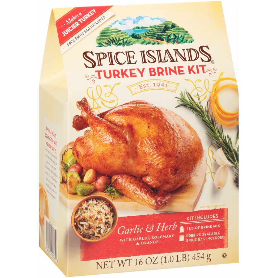 slide 2 of 8, Spice Islands Garlic & Herb Turkey Brine Kit 16 oz. Pack, 16 oz