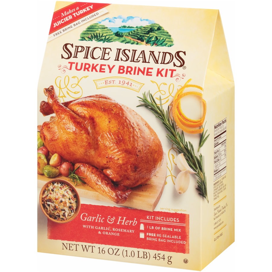 slide 3 of 8, Spice Islands Garlic & Herb Turkey Brine Kit 16 oz. Pack, 16 oz