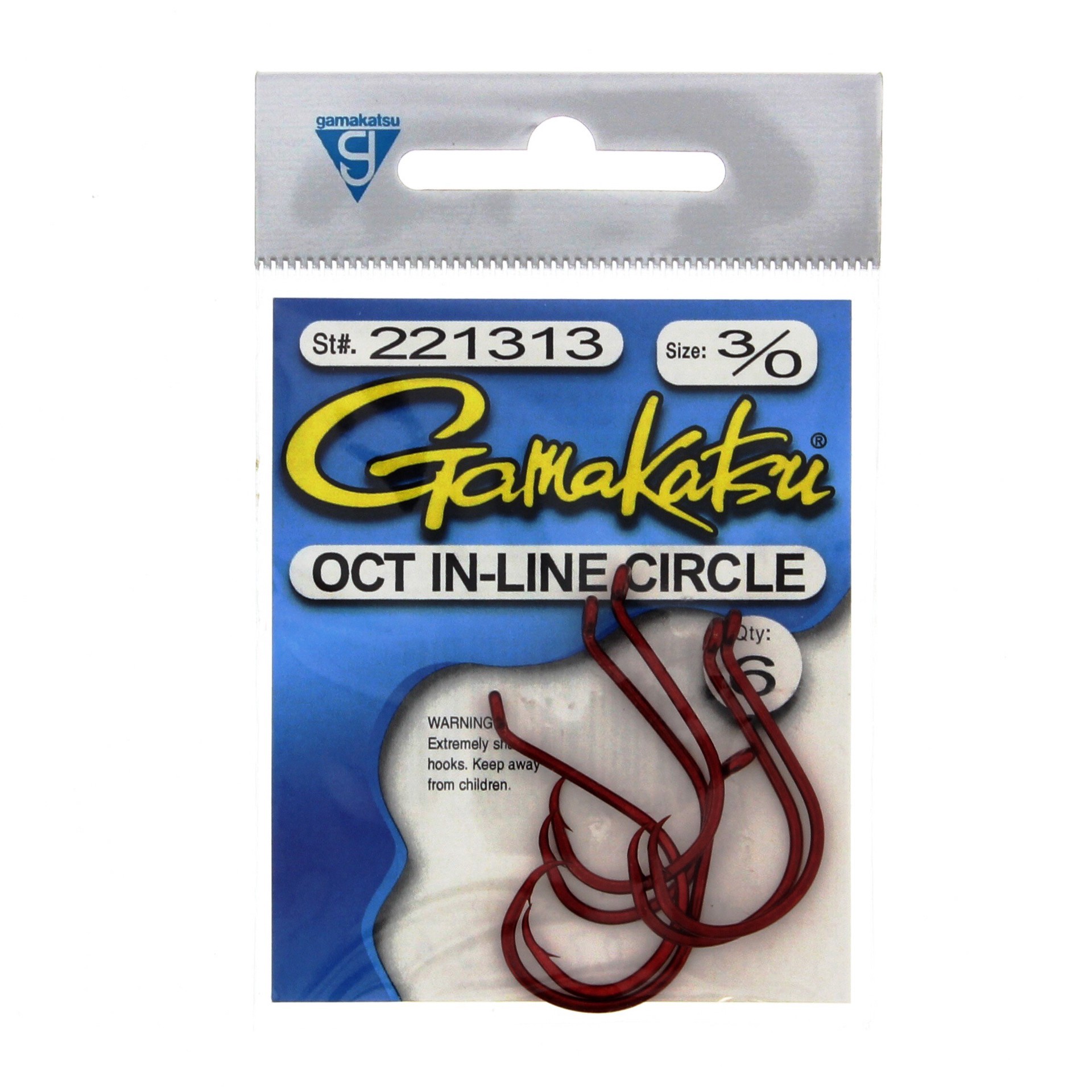 slide 1 of 1, Gamakatsu Octopus In-Line Circle Hooks Red Size 3/0, 6 ct