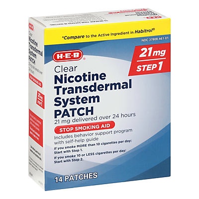 slide 1 of 1, H-E-B InControl Clear Nicotine Transdermal System Patch 21MG, 14 ct