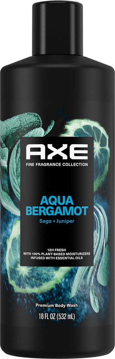 slide 4 of 12, AXE Fine Fragrance Collection Body Wash For Men Aqua Bergamot 12h Refreshing Scent Shower Gel Infused with Bergamot, Sage, and Juniper Essential Oils 18 oz, 18 fl oz