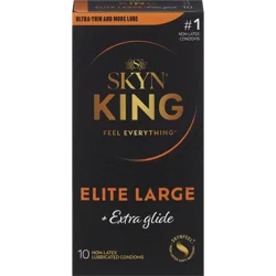 SKYN King Elite Large + Extra Glide Non-Latex Lubricated Condoms 10 Each