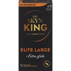 SKYN King Elite Large + Extra Glide Non-Latex Lubricated Condoms 10 Each