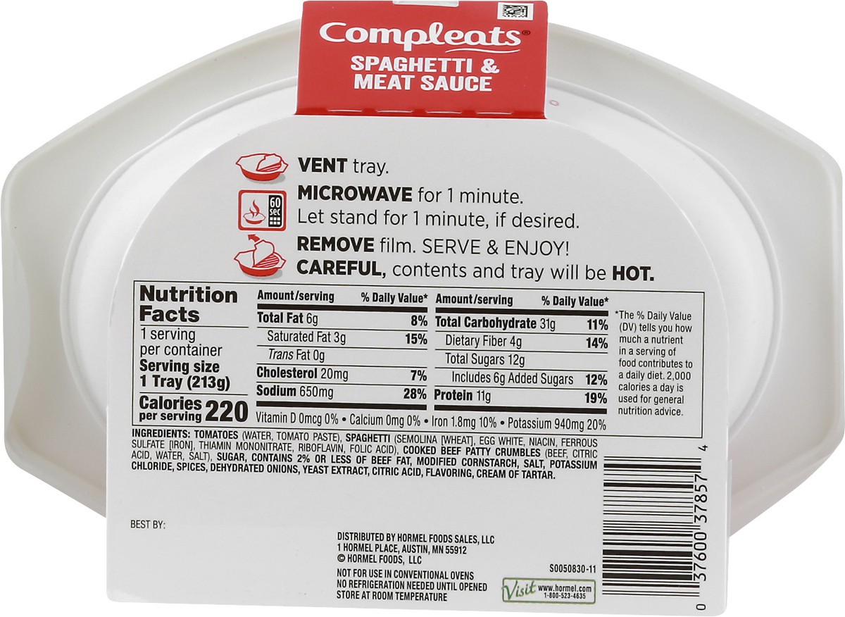 slide 10 of 11, Hormel COMPLEATS Spaghetti & Meat Sauce, 10 oz