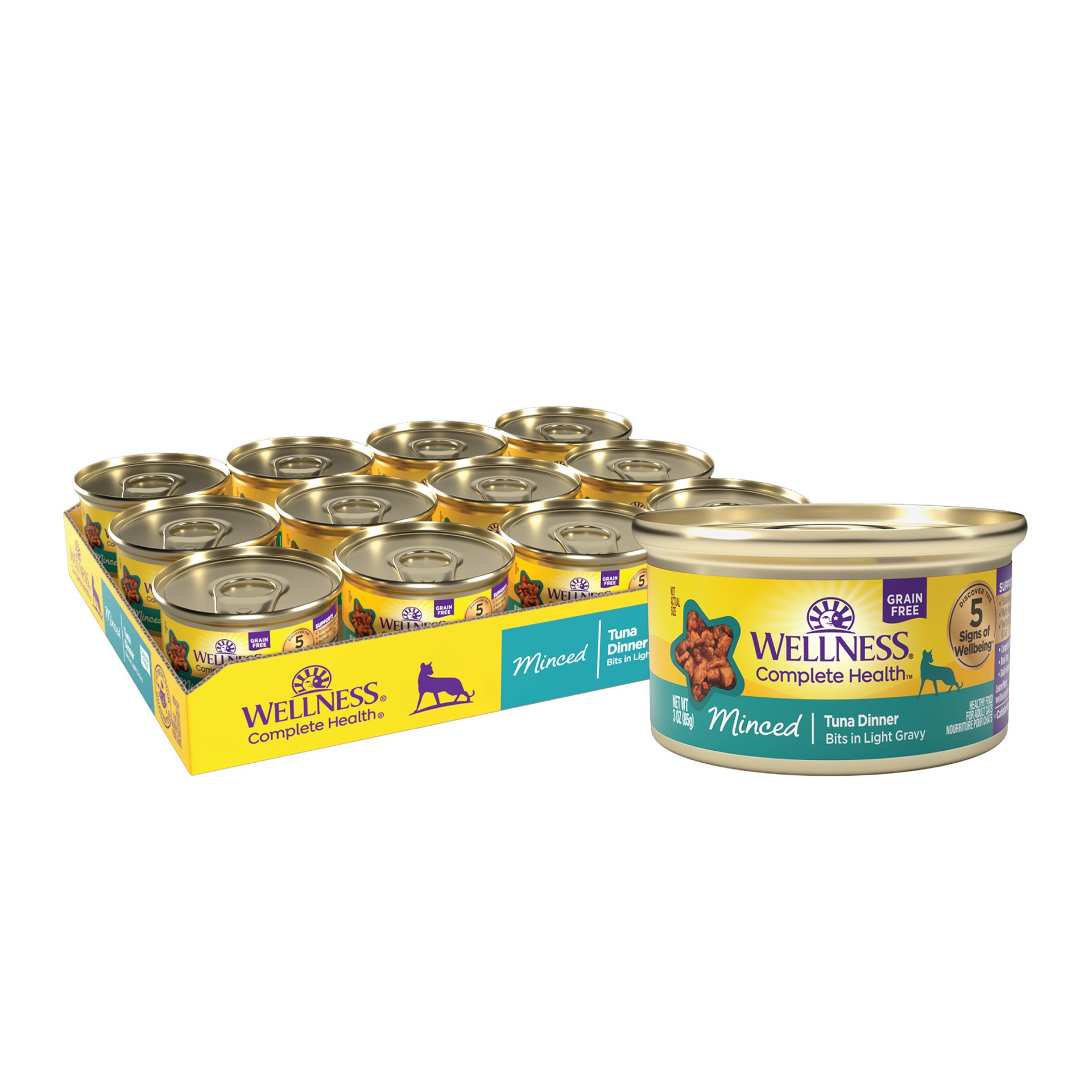 slide 1 of 8, Wellness Cat Minced Tuna Dinner, 1 ct