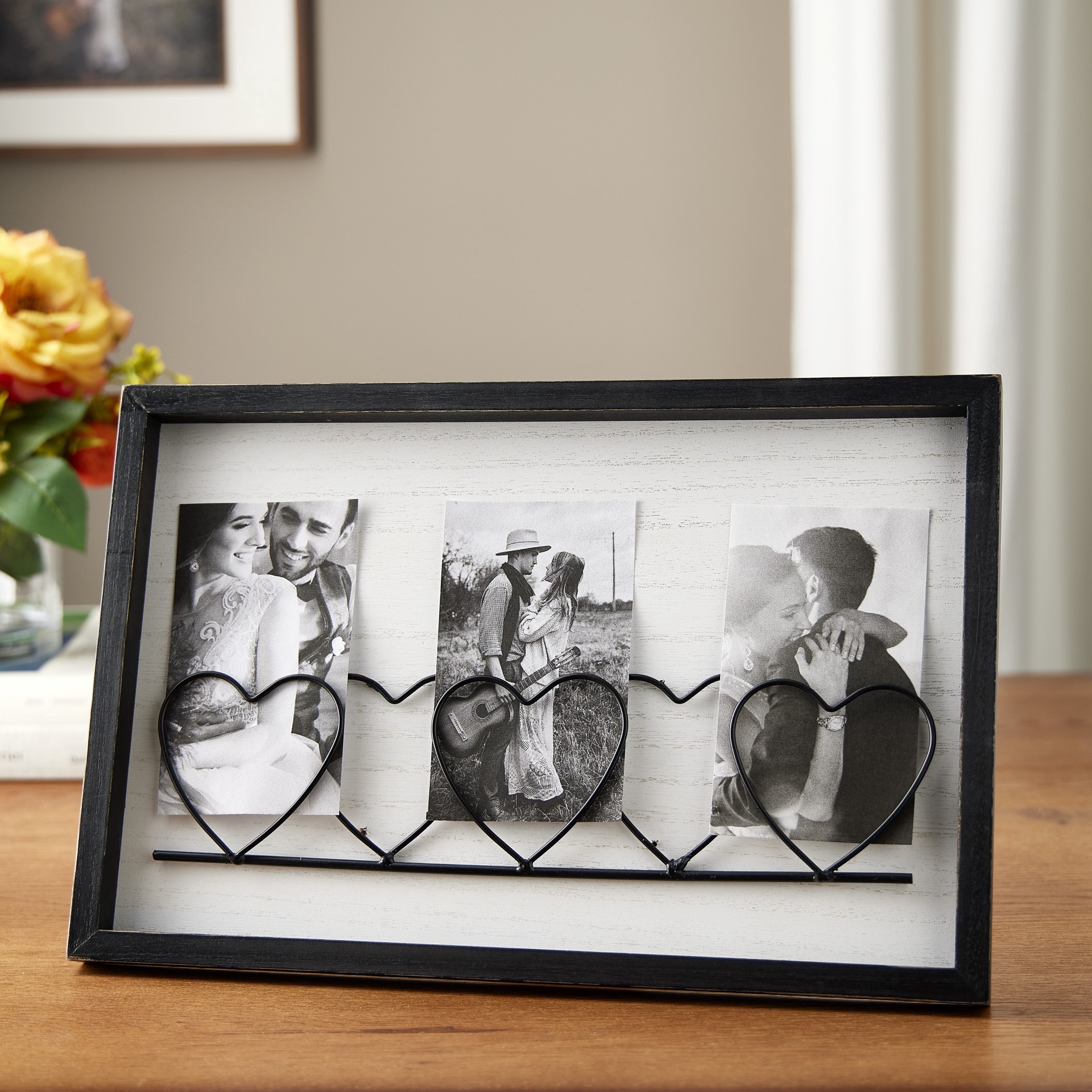 slide 4 of 5, 5 Opening Black Wire Heart Collage Frame By Studio Decor, 13.8 in x 9 in x 0.9 in