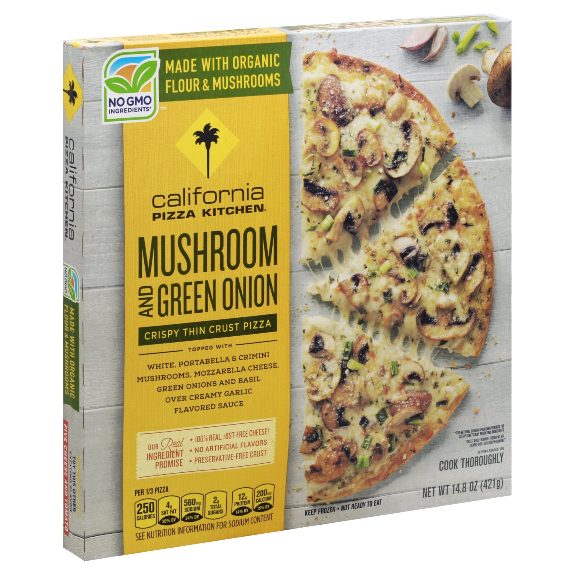 slide 1 of 8, California Pizza Kitchen Mushroom And Green Onion Thin Crust Pizza, 14.8 oz
