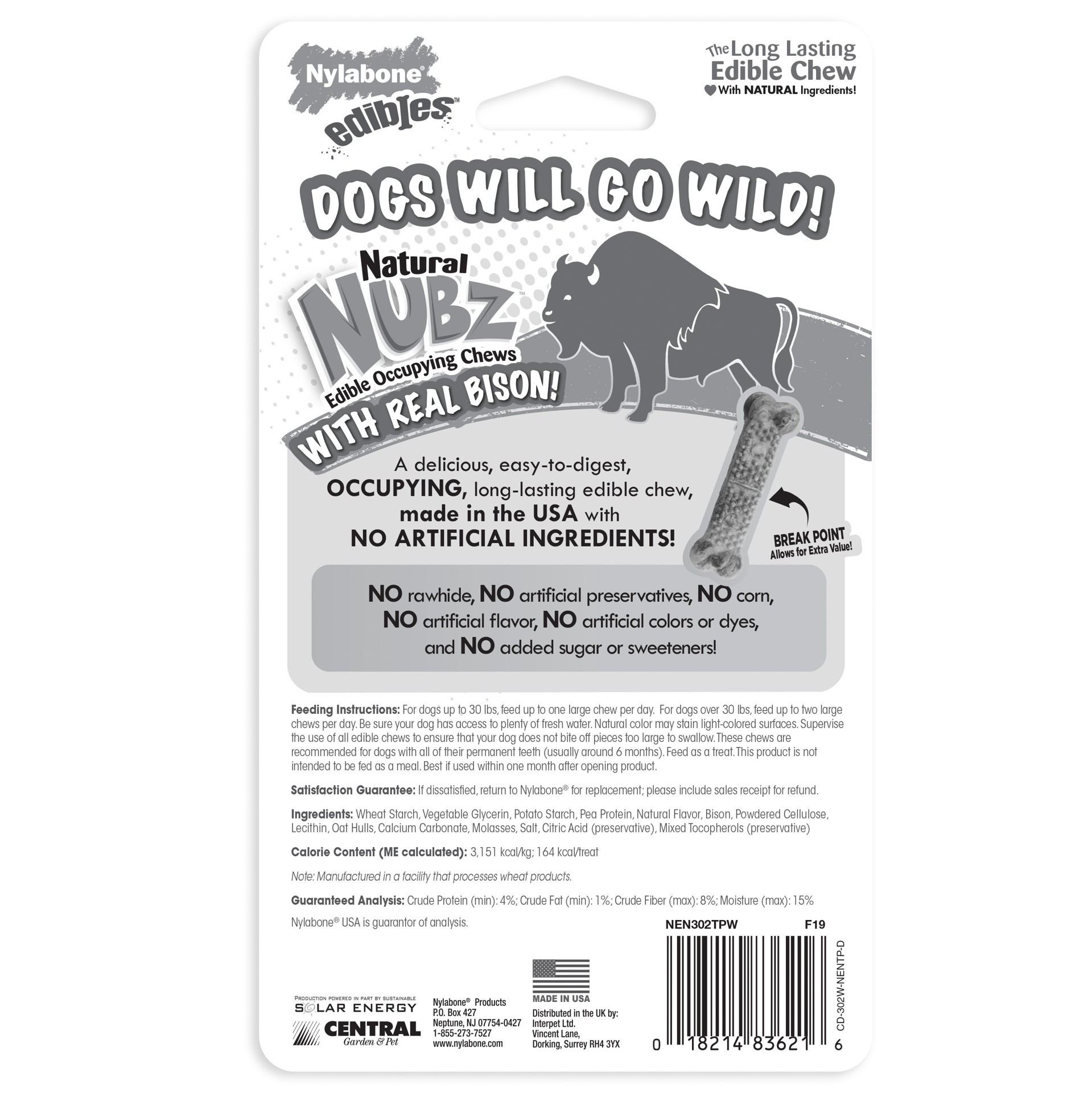 slide 5 of 6, Nylabone Nubz Wild Bison Large Chews, 2 ct; 2 oz