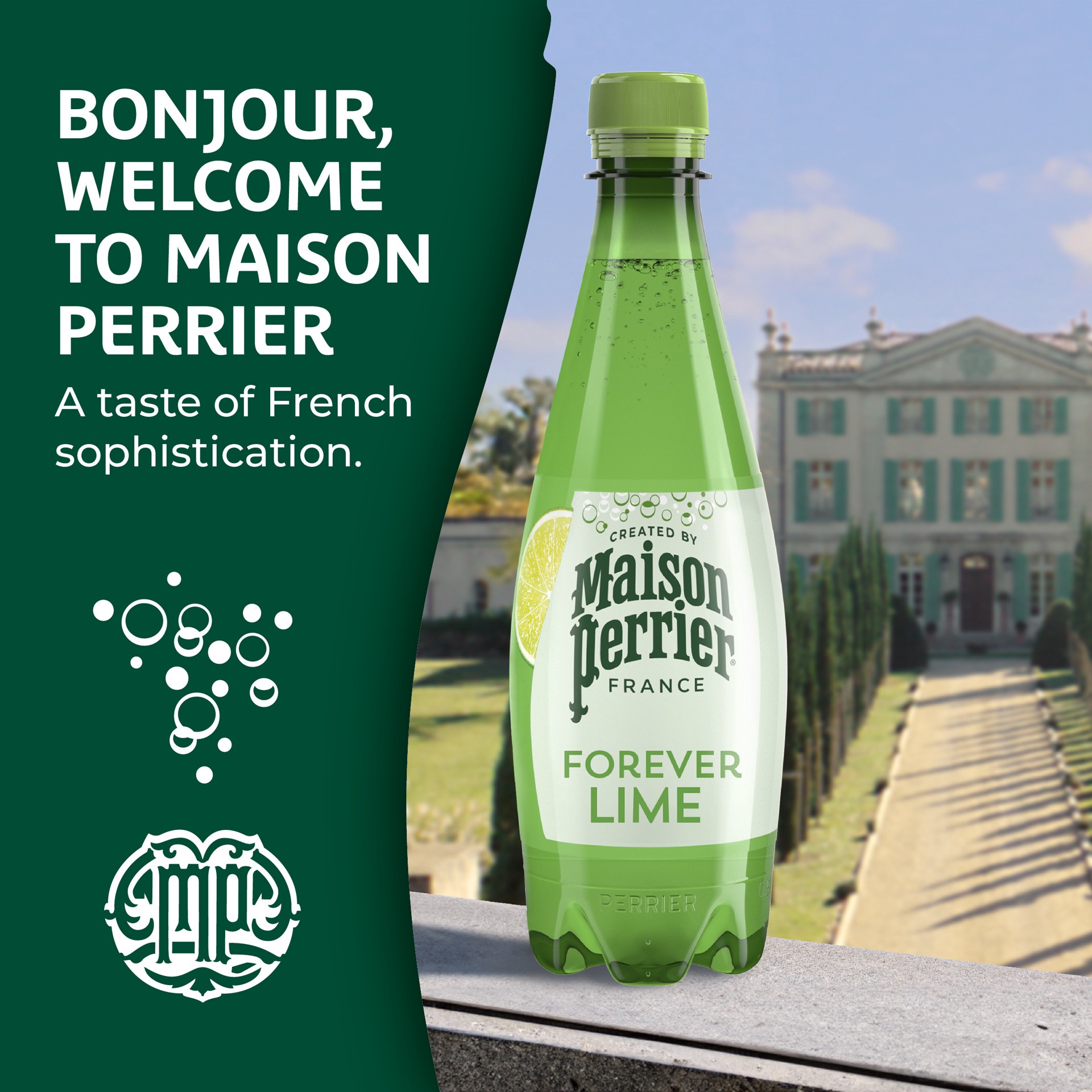 slide 5 of 7, Maison Perrier Forever Lime Flavored Sparkling Water, 11.15 FL OZ Plastic Water Bottle, 16.9 fl oz